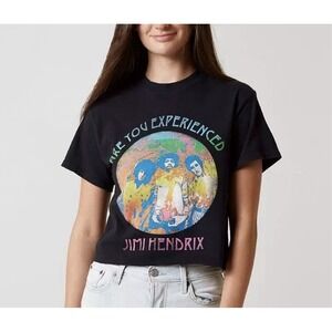 Jimi Hendrix Oversized Crop Top Band Tee Sz Small Groovy Concert Festival Black